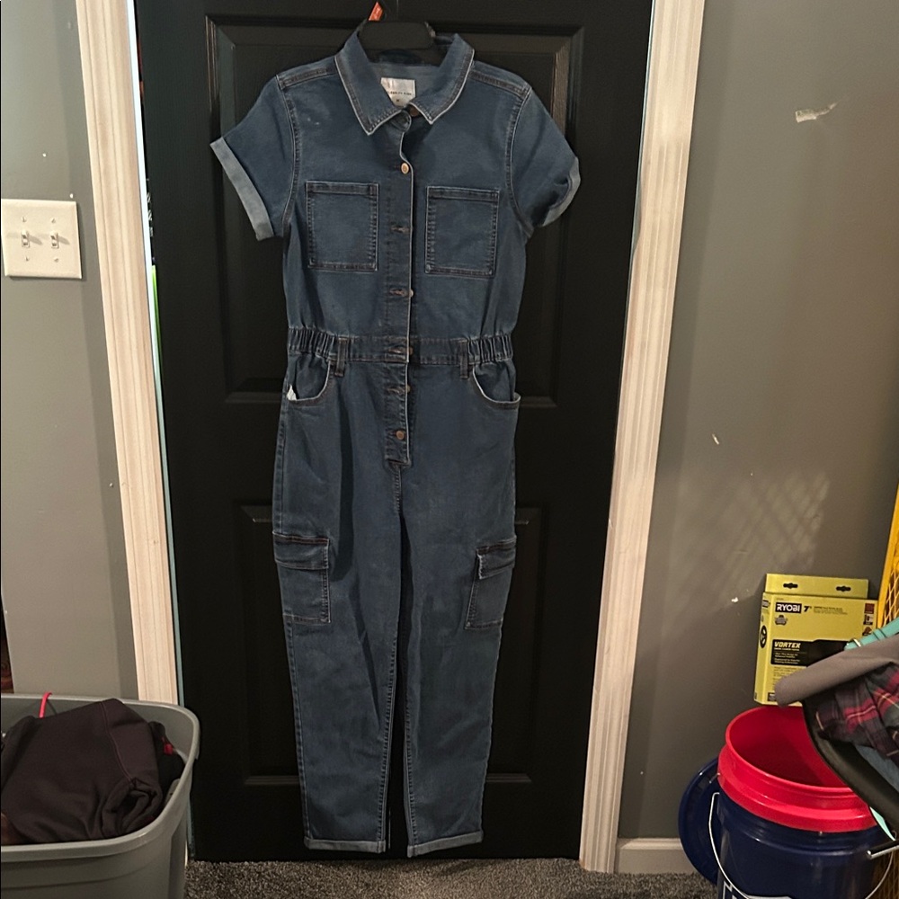 Celebrity Pink Blue Denim Jumpsuit